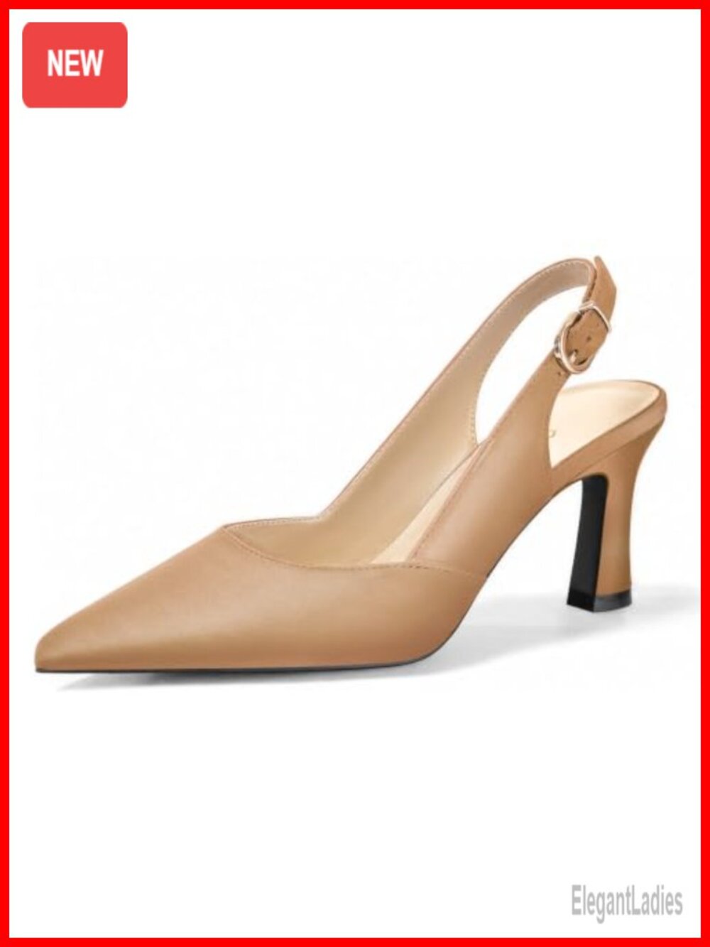 Lambskin Insole Pointed Toe Slingback Pumps Block Heel Office Wedding Shoes